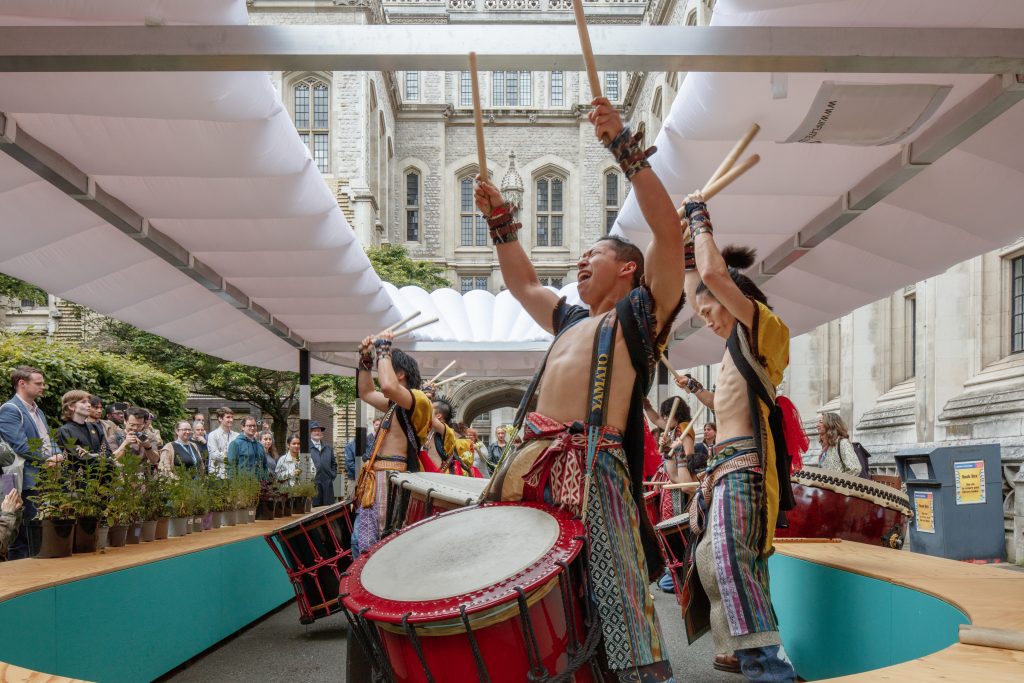 A group of drummers perform at Public Assembly